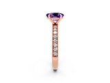 Rose gold Oval Cut Amethyst Milgrain Pavé Engagement Ring with Four-Prong Setting_14