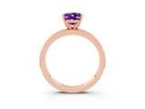 Rose gold Oval Cut Amethyst Milgrain Pavé Engagement Ring with Four-Prong Setting_15