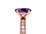 Rose gold Oval Cut Amethyst Milgrain Pavé Engagement Ring with Four-Prong Setting_17