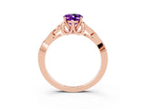 Rose gold Oval Cut Amethyst Solitaire Celtic Knot Ring with Four-Prong Setting_15