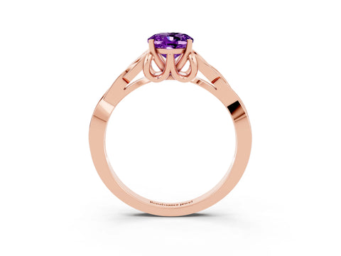 Rose gold Oval Cut Amethyst Solitaire Celtic Knot Ring with Four-Prong Setting_15