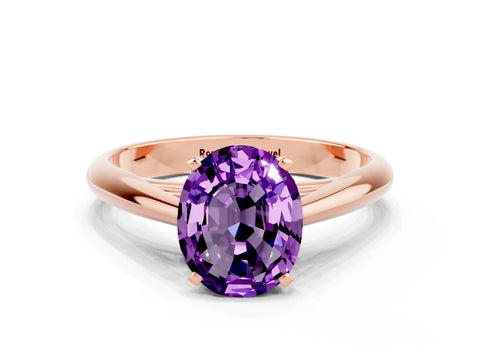 Rose gold Oval Cut Amethyst Solitaire Engagement Ring with Cathedral Setting and Four-Prong Mount_12
