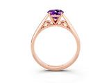 Rose gold Oval Cut Amethyst Solitaire Engagement Ring with Cathedral Setting and Four-Prong Mount_15