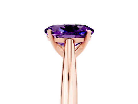 Rose gold Oval Cut Amethyst Solitaire Engagement Ring with Cathedral Setting and Four-Prong Mount_17