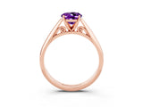 Rose gold Oval Cut Amethyst Solitaire Engagement Ring with Cathedral Setting and Four-Prong Mount_75