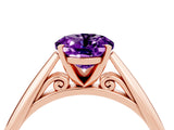 Rose gold Oval Cut Amethyst Solitaire Engagement Ring with Cathedral Setting and Four-Prong Mount_76