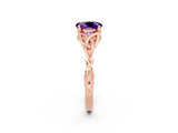 Rose gold Oval Cut Amethyst Solitaire Engagement Ring with Celtic Knot Band and Four-Prong Setting_2