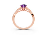 Rose gold Oval Cut Amethyst Solitaire Engagement Ring with Celtic Knot Band and Four-Prong Setting_3