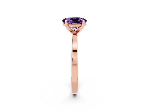 Rose gold Oval Cut Amethyst Solitaire Engagement Ring with Classic Band and Four-Prong Setting_26