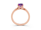Rose gold Oval Cut Amethyst Solitaire Engagement Ring with Classic Band and Four-Prong Setting_27