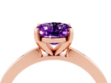 Rose gold Oval Cut Amethyst Solitaire Engagement Ring with Classic Band and Four-Prong Setting_28