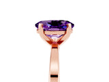 Rose gold Oval Cut Amethyst Solitaire Engagement Ring with Classic Band and Four-Prong Setting_29