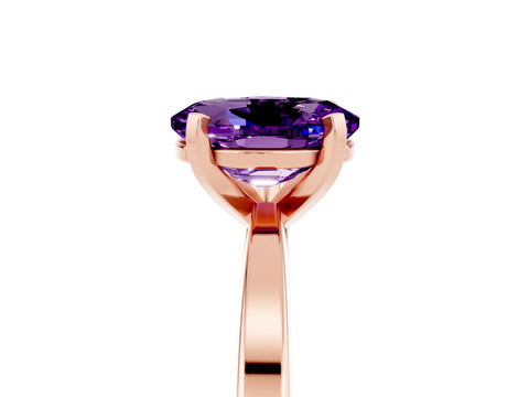 Rose gold Oval Cut Amethyst Solitaire Engagement Ring with Classic Band and Four-Prong Setting_29
