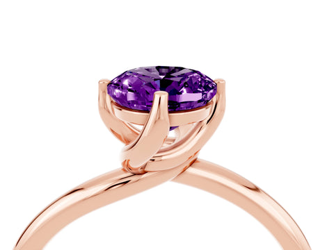 Rose gold Oval Cut Amethyst Solitaire Engagement Ring with Four-Prong Setting and Classic Band_16