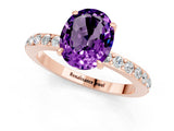 Rose gold Oval Cut Amethyst Solitaire Engagement Ring with Pavé Band and Four-Prong Setting_1