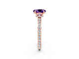 Rose gold Oval Cut Amethyst Solitaire Engagement Ring with Pavé Band and Four-Prong Setting_2
