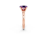 Rose gold Oval Cut Amethyst Solitaire Engagement Ring with Round Band and Four-Prong Setting_2