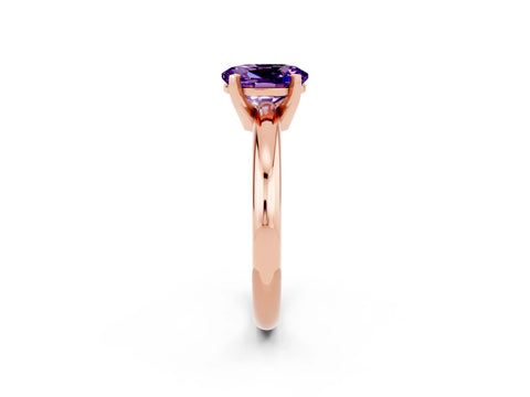 Rose gold Oval Cut Amethyst Solitaire Engagement Ring with Round Band and Four-Prong Setting_2