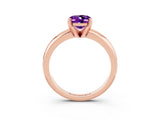Rose gold Oval Cut Amethyst Solitaire Engagement Ring with Round Band and Four-Prong Setting_3