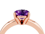 Rose gold Oval Cut Amethyst Solitaire Engagement Ring with Round Band and Four-Prong Setting_4