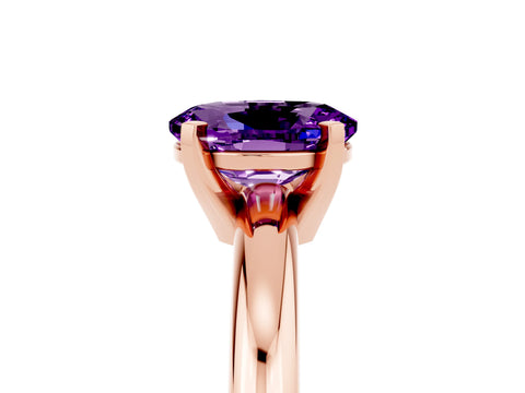 Rose gold Oval Cut Amethyst Solitaire Engagement Ring with Round Band and Four-Prong Setting_5
