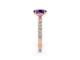 Rose gold Oval Cut Amethyst Solitaire Pavé Band with Four-Prong Setting_2
