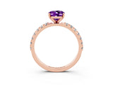 Rose gold Oval Cut Amethyst Solitaire Pavé Band with Four-Prong Setting_3