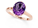 Rose gold Oval Cut Amethyst Solitaire Ring with Flower Prong Setting and Classic Band_37