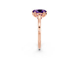 Rose gold Oval Cut Amethyst Solitaire Ring with Flower Prong Setting and Classic Band_38
