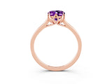 Rose gold Oval Cut Amethyst Solitaire Ring with Flower Prong Setting and Classic Band_39
