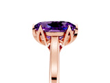 Rose gold Oval Cut Amethyst Solitaire Ring with Flower Prong Setting and Classic Band_41