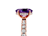 Rose gold Oval Cut Amethyst Solitaire Ring with Round  Pavé Band and Four-Prong Setting_49