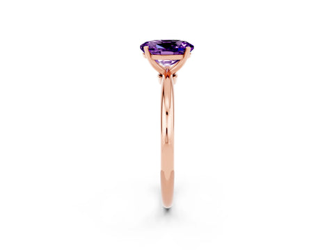 Rose gold Oval Cut Amethyst Solitaire Ring with Six-Prong Setting and Classic Band_2