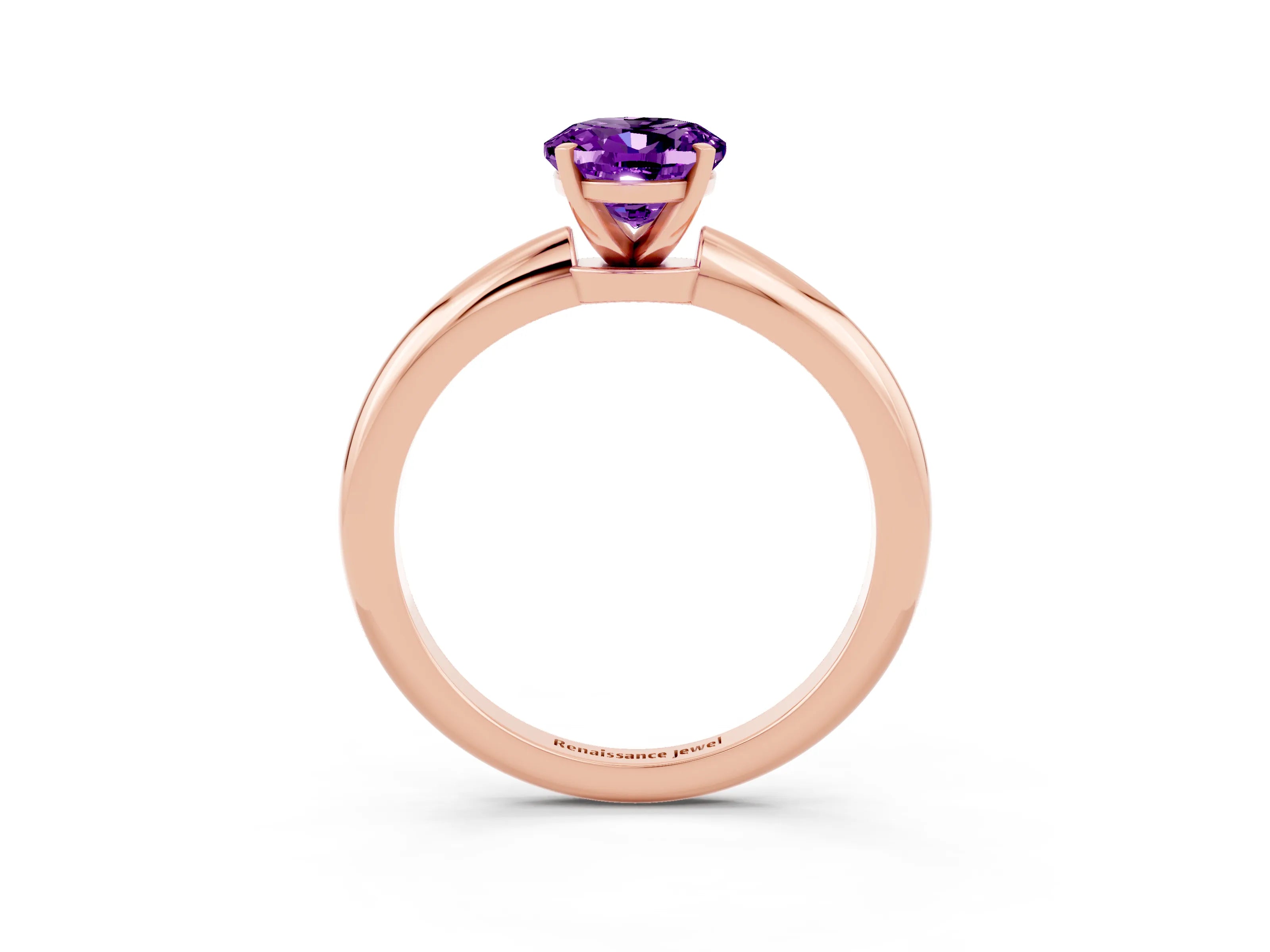 Rose gold Oval Cut Amethyst Solitaire Ring with Six-Prong Setting and Classic Band_3
