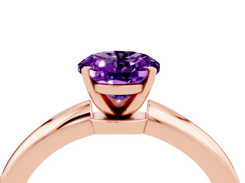 Rose gold Oval Cut Amethyst Solitaire Ring with Six-Prong Setting and Classic Band_4