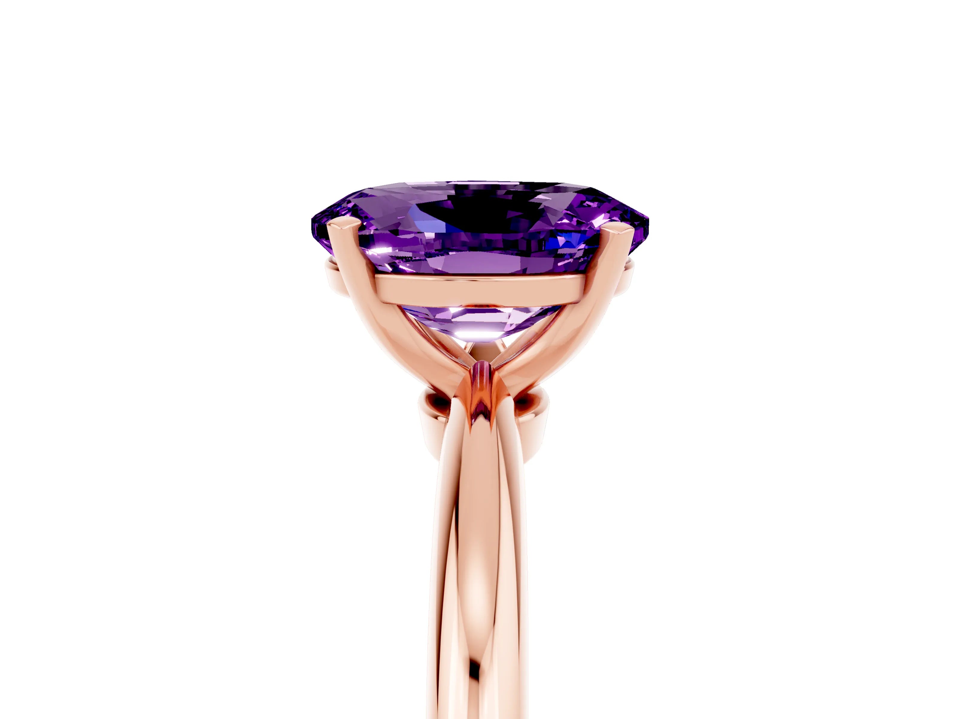 Rose gold Oval Cut Amethyst Solitaire Ring with Six-Prong Setting and Classic Band_5
