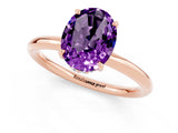 Rose gold Oval Cut Amethyst Solitaire Ring with Thin Band and Four-Prong Setting_13