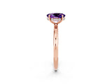 Rose gold Oval Cut Amethyst Solitaire Ring with Thin Band and Four-Prong Setting_14