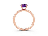Rose gold Oval Cut Amethyst Solitaire Ring with Thin Band and Four-Prong Setting_15