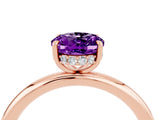 Rose gold Oval Cut Amethyst Solitaire Ring with Thin Band and Four-Prong Setting_16
