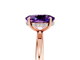 Rose gold Oval Cut Amethyst Solitaire Ring with Thin Band and Four-Prong Setting_17