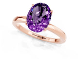 Rose gold Oval Cut Amethyst Solitaire Ring with Thin Band and Prong Setting_13