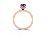 Rose gold Oval Cut Amethyst Solitaire Ring with Thin Band and Prong Setting_15