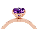 Rose gold Oval Cut Amethyst Solitaire Ring with Thin Band and Prong Setting_16