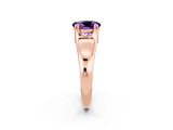 Rose gold Oval Cut Amethyst Solitaire Ring with Wide Band and Prong Setting_2