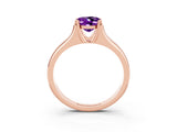 Rose gold Oval Cut Amethyst Solitaire Ring with Wide Band and Prong Setting_3