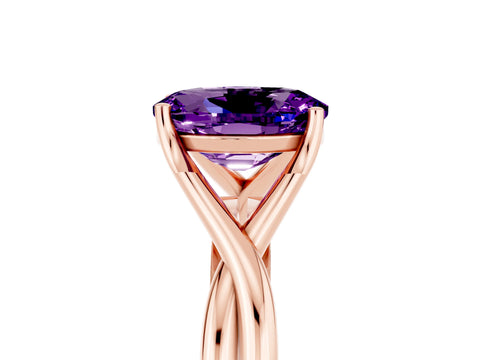 Rose gold Oval Cut Amethyst Solitaire Twist Band Prong Setting Ring_29