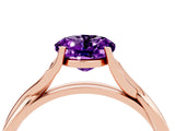 Rose gold Oval Cut Amethyst Solitaire Twist Band Prong Setting Ring_40