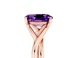 Rose gold Oval Cut Amethyst Solitaire Twist Band Prong Setting Ring_41