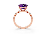 Rose gold Oval Cut Amethyst Solitaire Twisted Band with Round  Accents and Prong Setting_15